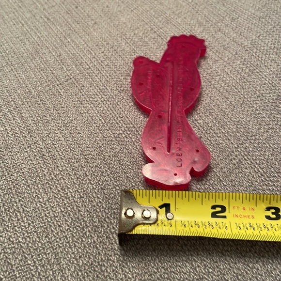 Vintage Loew’s Incorporated 1956 Red Transparent Plastic ROOSTER Cookie Cutter - Picture 5 of 9